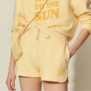 Sandro Light Yellow Athletic Cotton Shorts